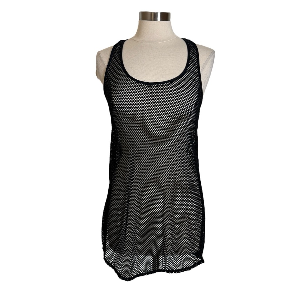 Roxy Black Mesh Sleeveless Swim Cover Up Tank Mink Dress Womens Medium